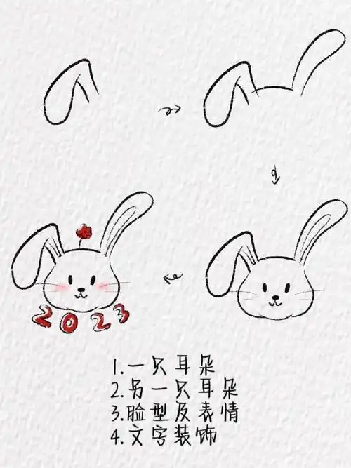 简笔画:兔子简笔画教程!#状元课堂笔记