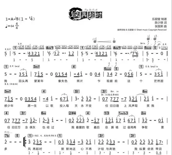 张国荣风再起时标准乐队伴奏总谱吉他谱