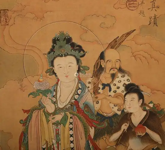 唐代阎立本天后真像绢本立轴