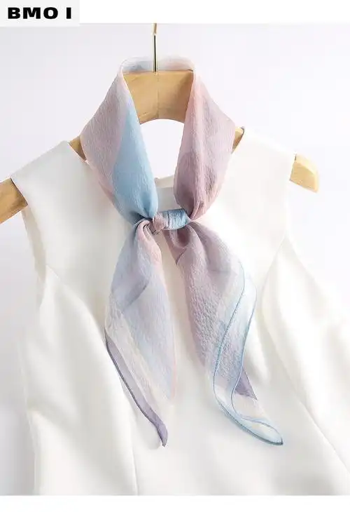 夏天重磅日常款真丝小方巾丝巾女高级感围脖纱巾女夏季薄款桑蚕丝围巾