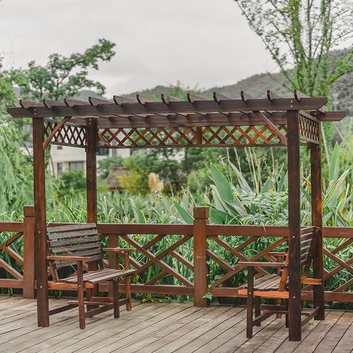 防腐木凉亭户外庭院桌椅组合亭子葡萄架休闲别墅花园室外木屋花架
