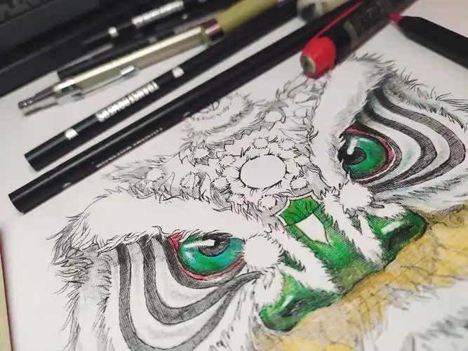 2019年末彩铅手绘《醒狮》