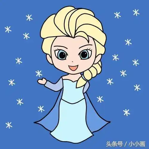 填色涂画艾莎图画本送彩笔画冰雪公主艾莎女王,超萌简笔画画画教程