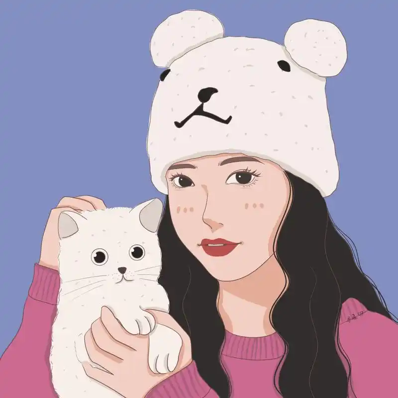 插画 | 头像 | 手抱小猫的小姑娘9799 图片92二改92商用92