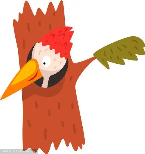 可爱的啄木鸟看着窗外的空心好笑