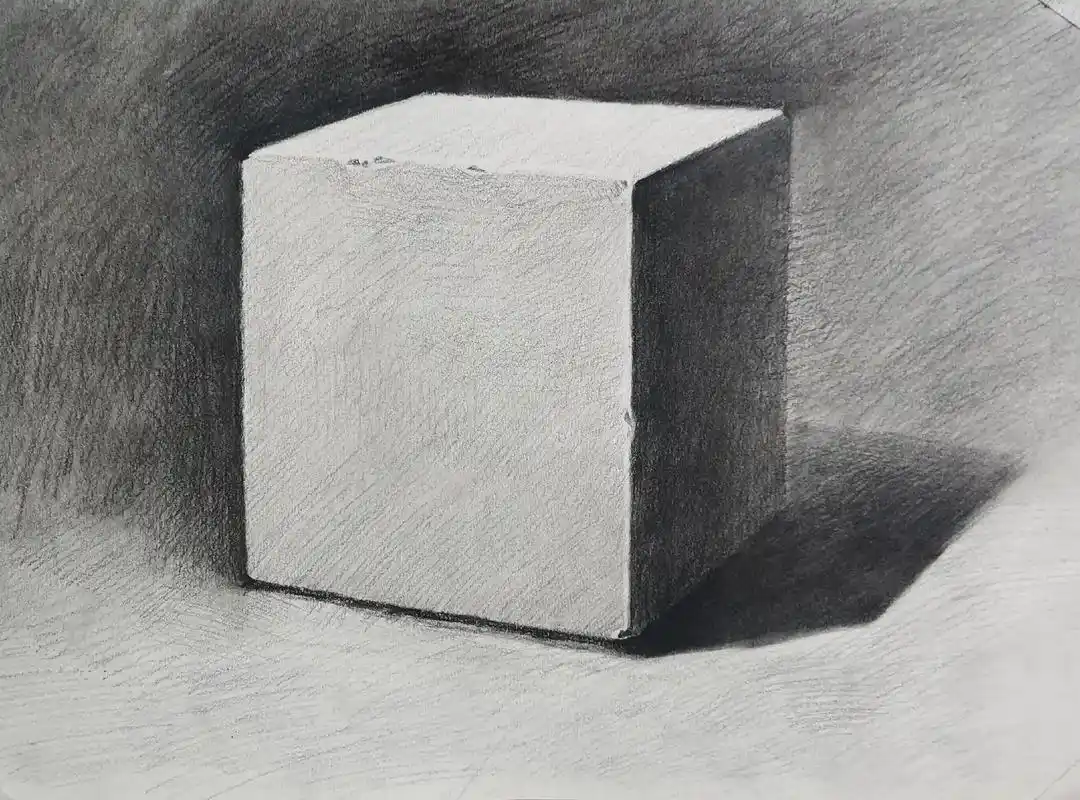 素描 #素描基础 #素描教学 素描几何体·正方体 三大步骤 - 兑趑