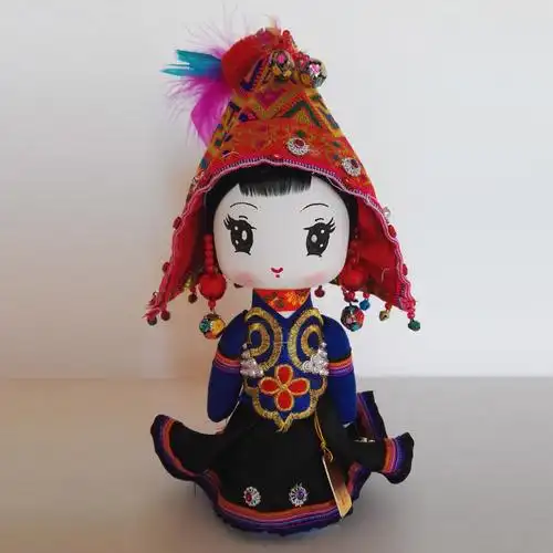 时尚云南特色民族娃娃 56个民族手工艺品七彩阿娃木质人偶摆件