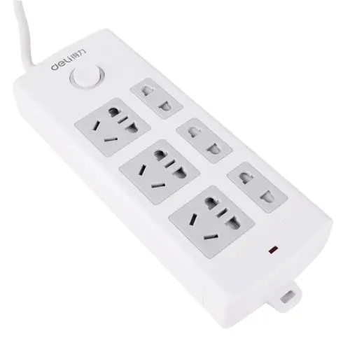 得力18208插座 插排 插线板 接线板 防触电6插位 开关电源【产品高清