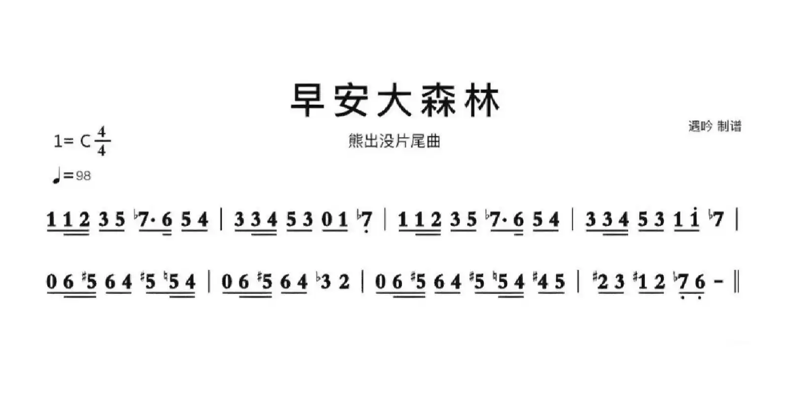 熊出没主题曲(简谱) 94