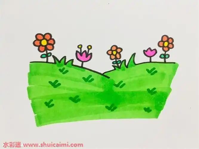 草地怎么画好看草地简笔画漂亮卡通