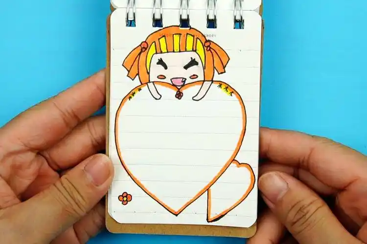 手绘教程,迷你便签本图案手绘,可爱女孩创意简笔画