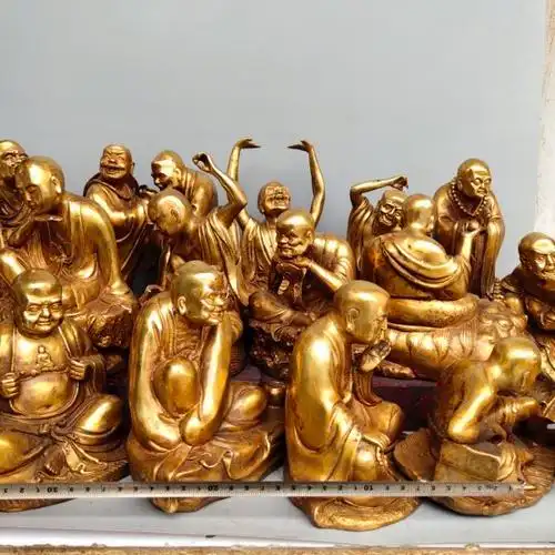 鎏金佛像十八罗汉一套尺寸如图实物拍摄所