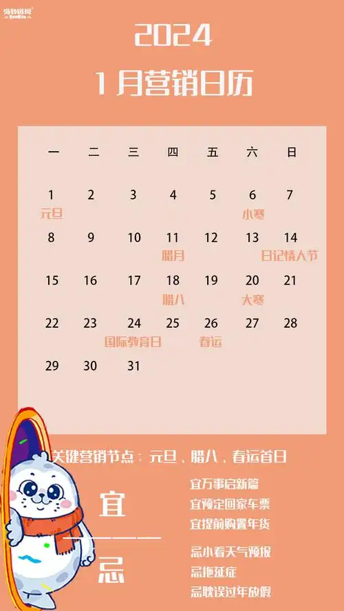 202412张营销日历表赶紧收藏内含用了就暴富的龙年表情包