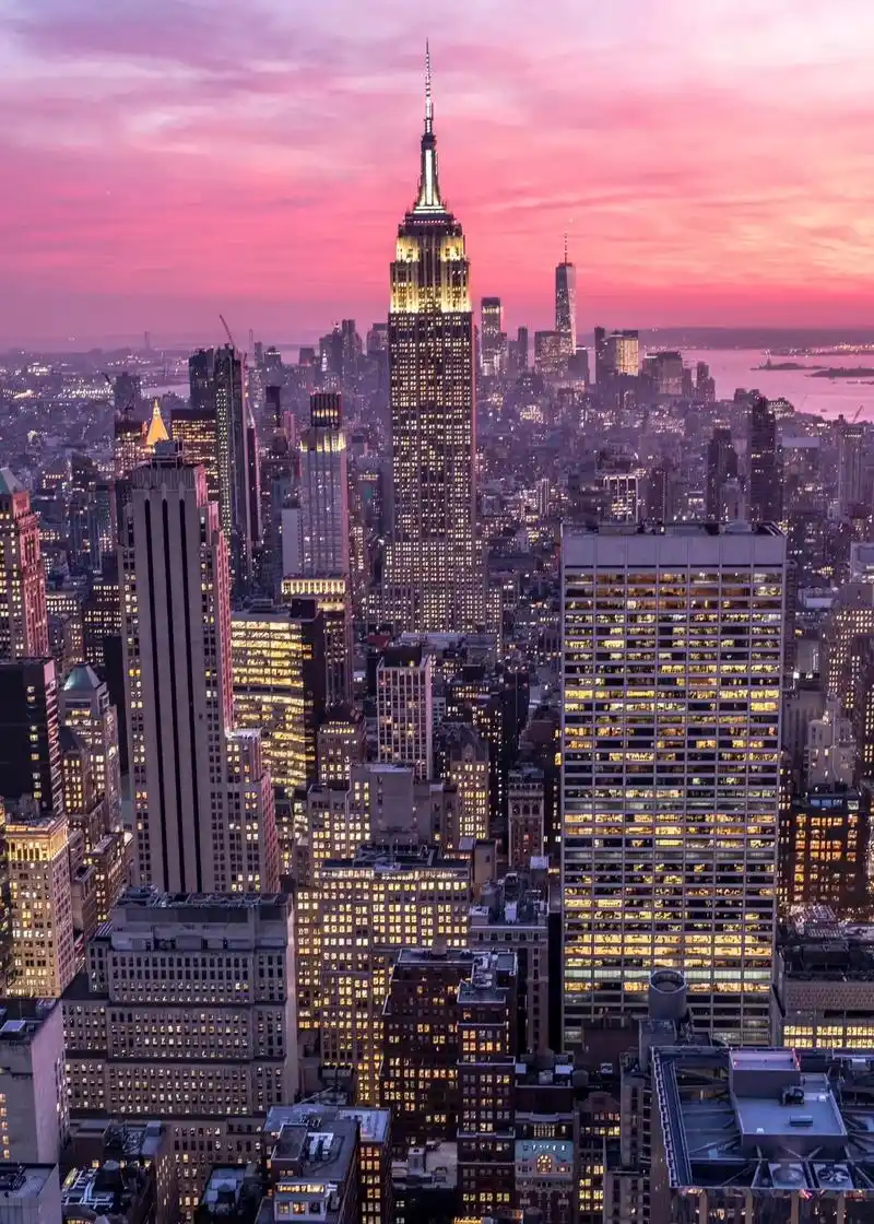 洛克菲勒视角的曼哈顿日落 #纽约夜景 #美国 #城市风景 # - 抖音