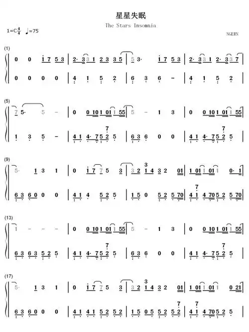 《星星失眠》简谱