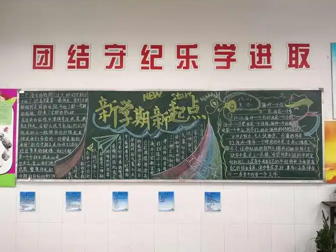 送桥镇天山初中二月份主题为"新学期,新气象,新动力"校级黑板报评比啦