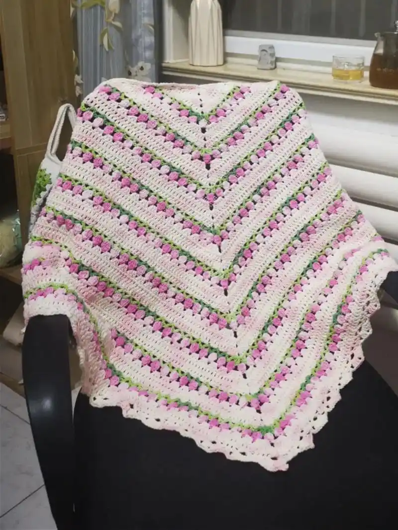 钩针披肩教程 图解来了……#手工 #手工diy #毯子编织 - 抖音