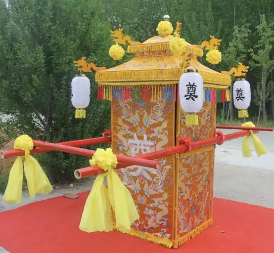 花轿白事轿子殡葬厂家定制丧葬用品骨灰盒八抬节庆布艺用品