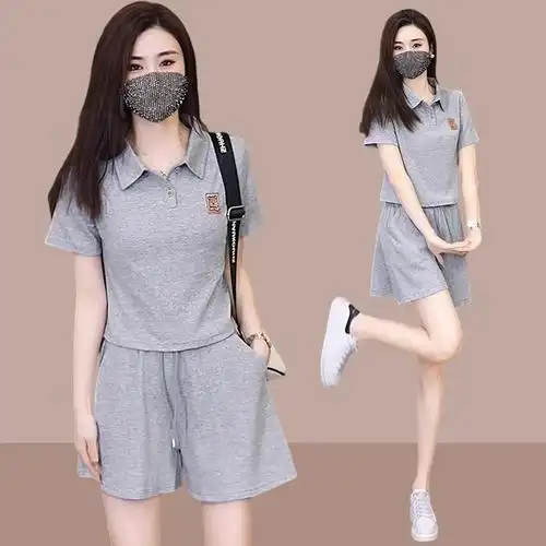 夏季新中式新款女士运动服套装休闲时尚短袖短裤两件套小个子爆款