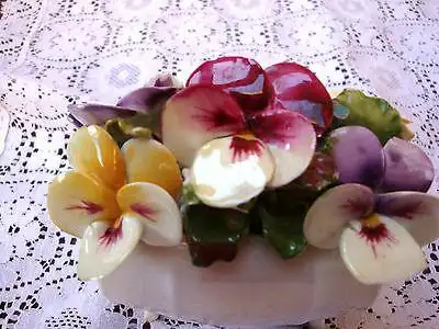 aynsley england barrel of pansies july hand painted