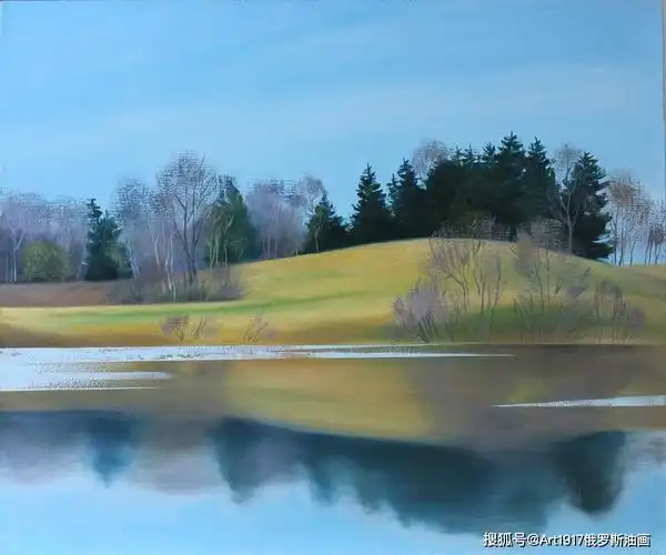 《湖光倒影》 布面油画 50x60cm 2018年