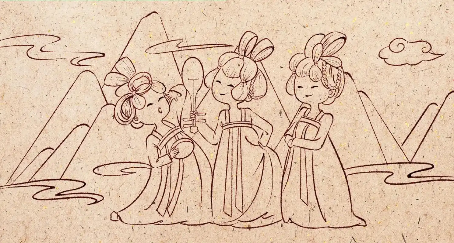 画的小插画 唐宫夜宴图 #手绘 #古风 #国风插画 #儿插  - 抖音