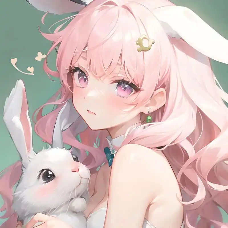 抱兔子的女孩,一生四测试.#ai绘图 #优质头像 #二次元 - 抖音