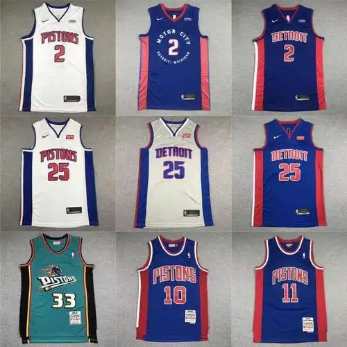 乐宾博(lebinbo)nba同款腾讯体育同款活塞队2号康宁汉姆蓝色刺绣球衣