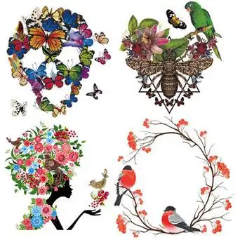 新潮流女装t恤热转印小鸟印花图案胶印贴柯式a级过粉服装辅料烫画