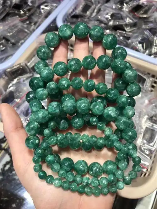 彩晶鑫珠宝天然祖母晶手链绿锂云母手串水晶男女款饰品祖母绿首饰
