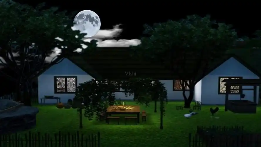 古典农家小院古代乡村风格晚上