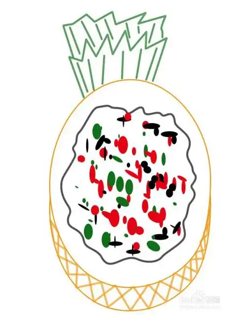 傣族的菠萝饭的简笔画