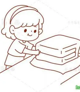 7张生活好习惯简笔画!叠被子勤洗手排队不乱丢垃圾