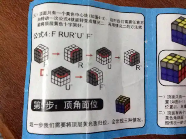 三阶魔方顶层十字公式