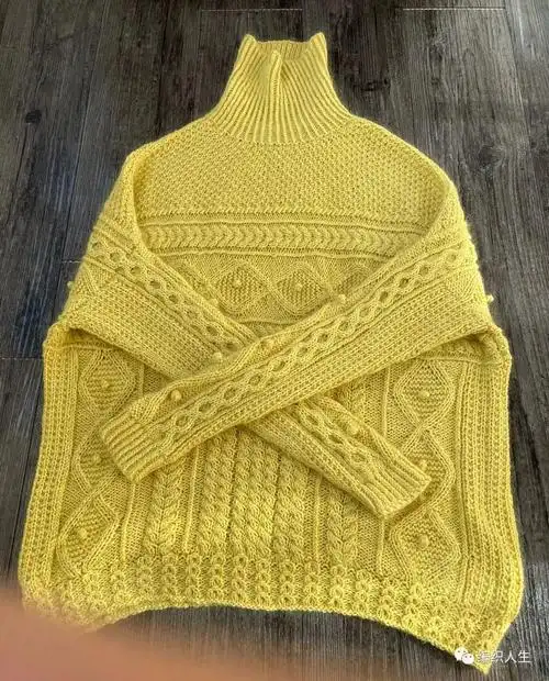高领棒针套头毛衣