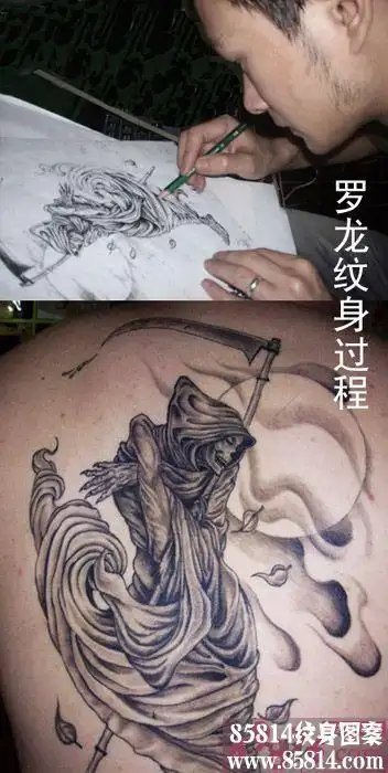 背部欧美死神纹身图案