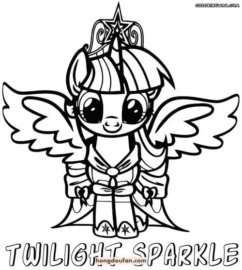 9张女孩子们最喜欢的可爱的小马宝莉涂色图片下载-红豆饭小学生简笔画