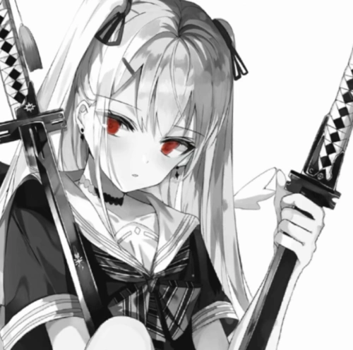 黑白色系动漫女生头像