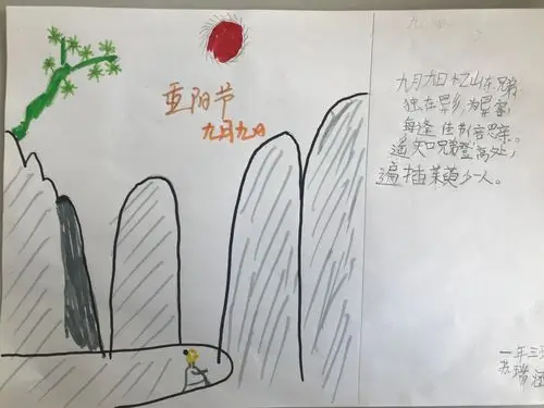 在重阳节期间,我们东长甸小学一年组特开展了孝老,敬老为主题的诗配画