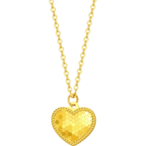 潮宏基 高光金心光5g黄金足金项链女爱心生日礼物计价工费260元 约2.