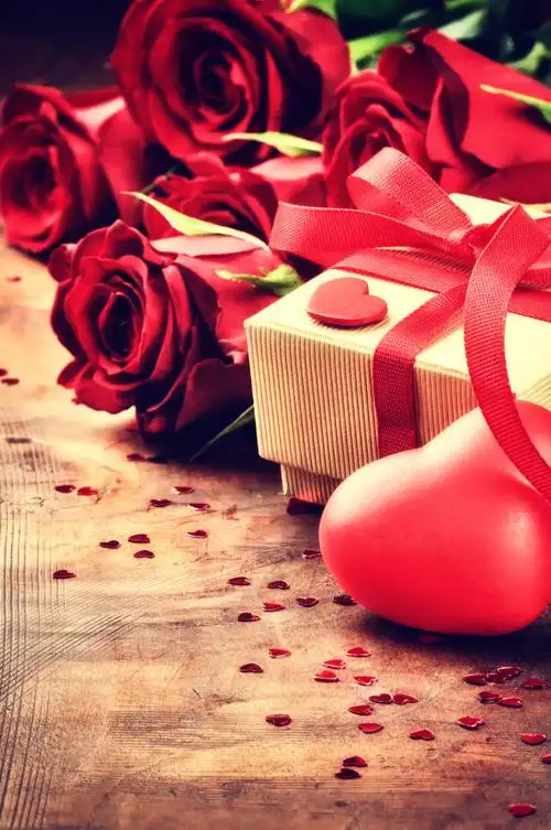情人节红玫瑰和礼物