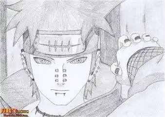 求一张火影忍者佩恩(天道)素描