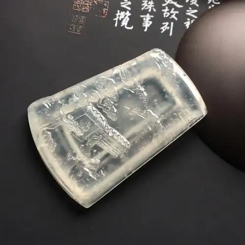 冰玻种淡晴水风雪夜归人挂件 - 翡翠王朝