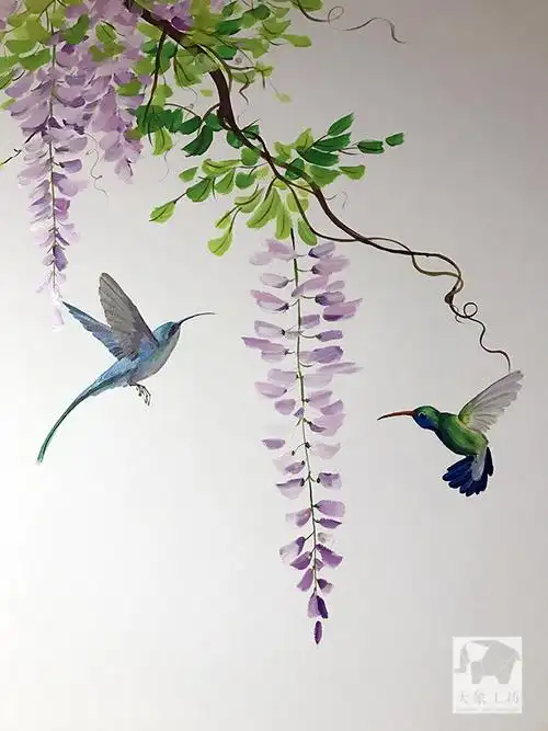 广州保利花园《你好春天》紫藤花墙绘.