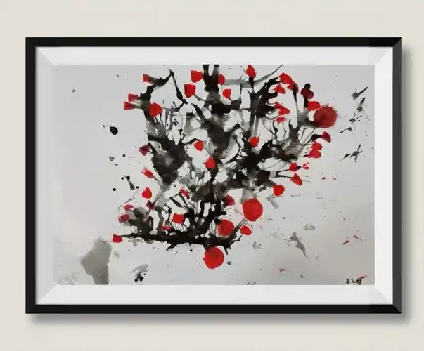 幼儿美工作品——吹画(梅花)