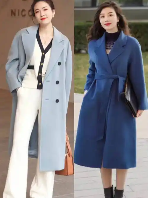 大衣别总穿黑白灰了,"雾霾蓝大衣"温柔又显白,带来冬日朦胧美_穿着