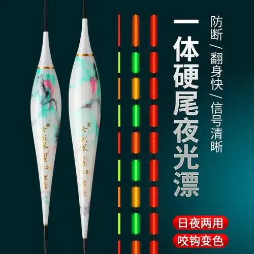 新品一体电子漂硬尾醒目日夜两用咬钩变色夜光漂野钓黑坑鲫鱼漂