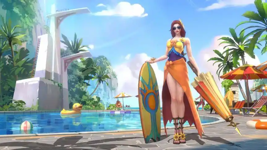 lol手游泳池派对皮肤!蕾欧娜皮肤预览!