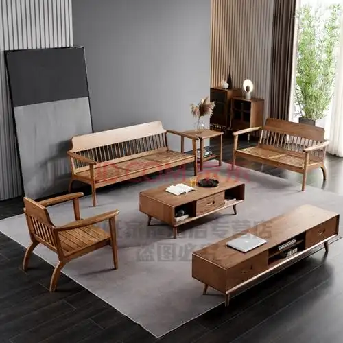 北欧实木沙发冬夏两用白蜡木小户型新中式现代简约日式原木色沙发 1 2