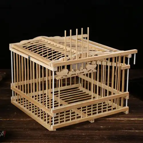 新品拍笼打笼踏笼机关笼滚笼竹制特价滚笼自锁鸟笼弹簧小挂拍11间距